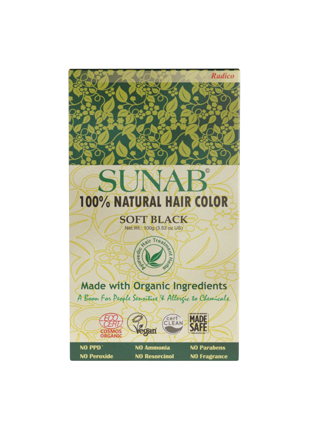 Radico Natural & Safe Sunab Hair Color- 100 g- Soft Black