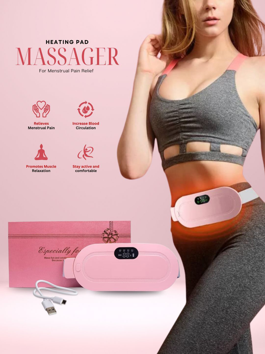 CareDone Belly Warmer With 4 Heat Levels & 4 Vibration Modes Massager