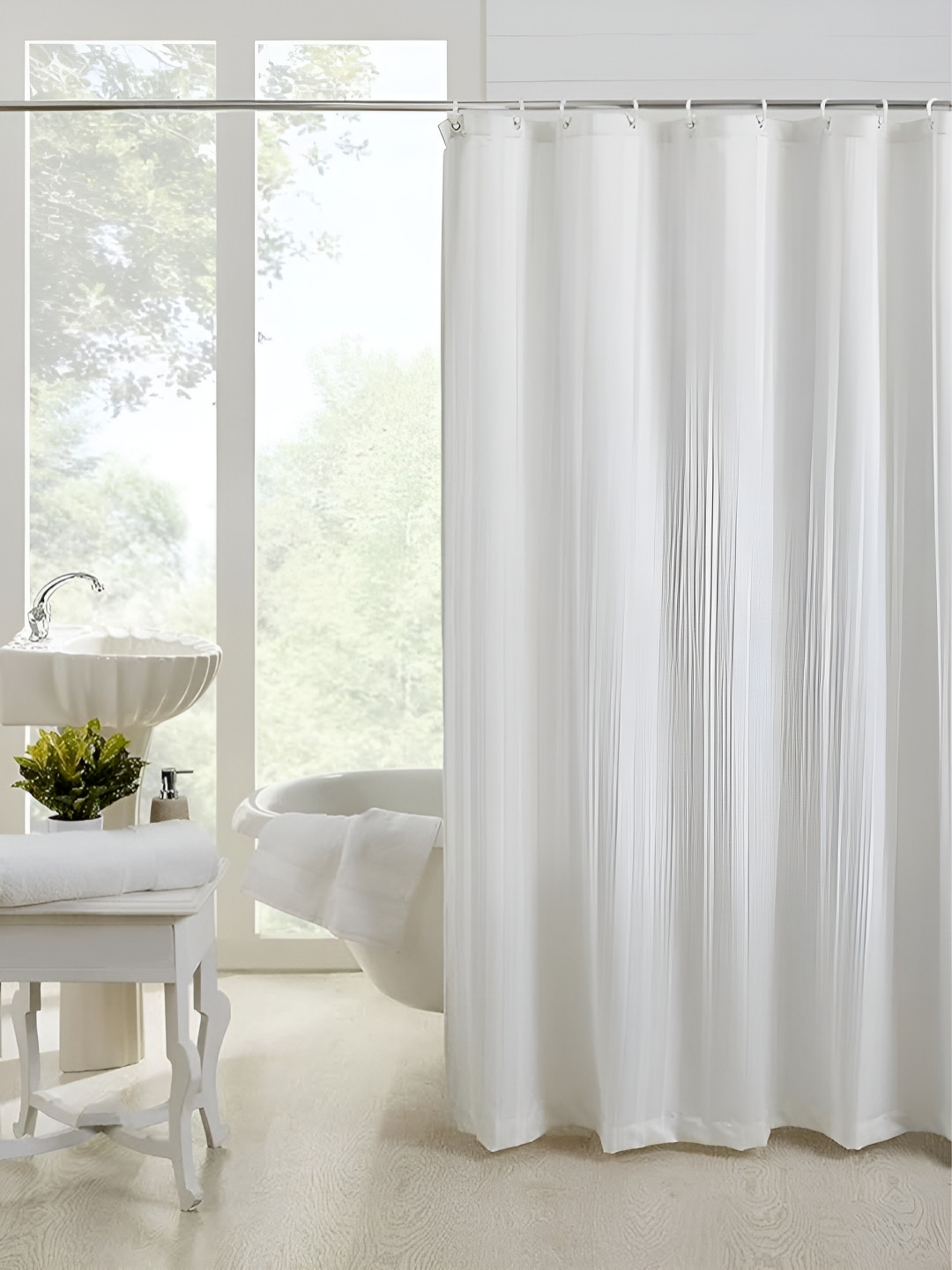 homewards White Antibacterial Shower Curtains
