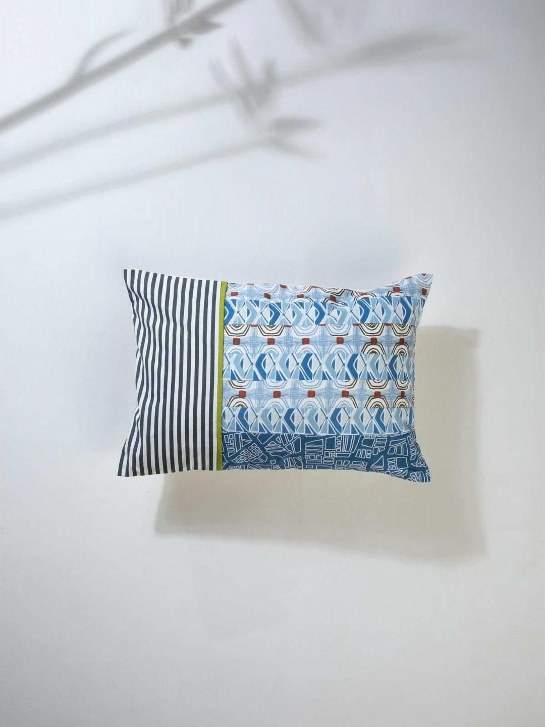 FREEDOM TREE Patch of Blue Geometric Printed Pure Cotton Rectangle Cushion Cover