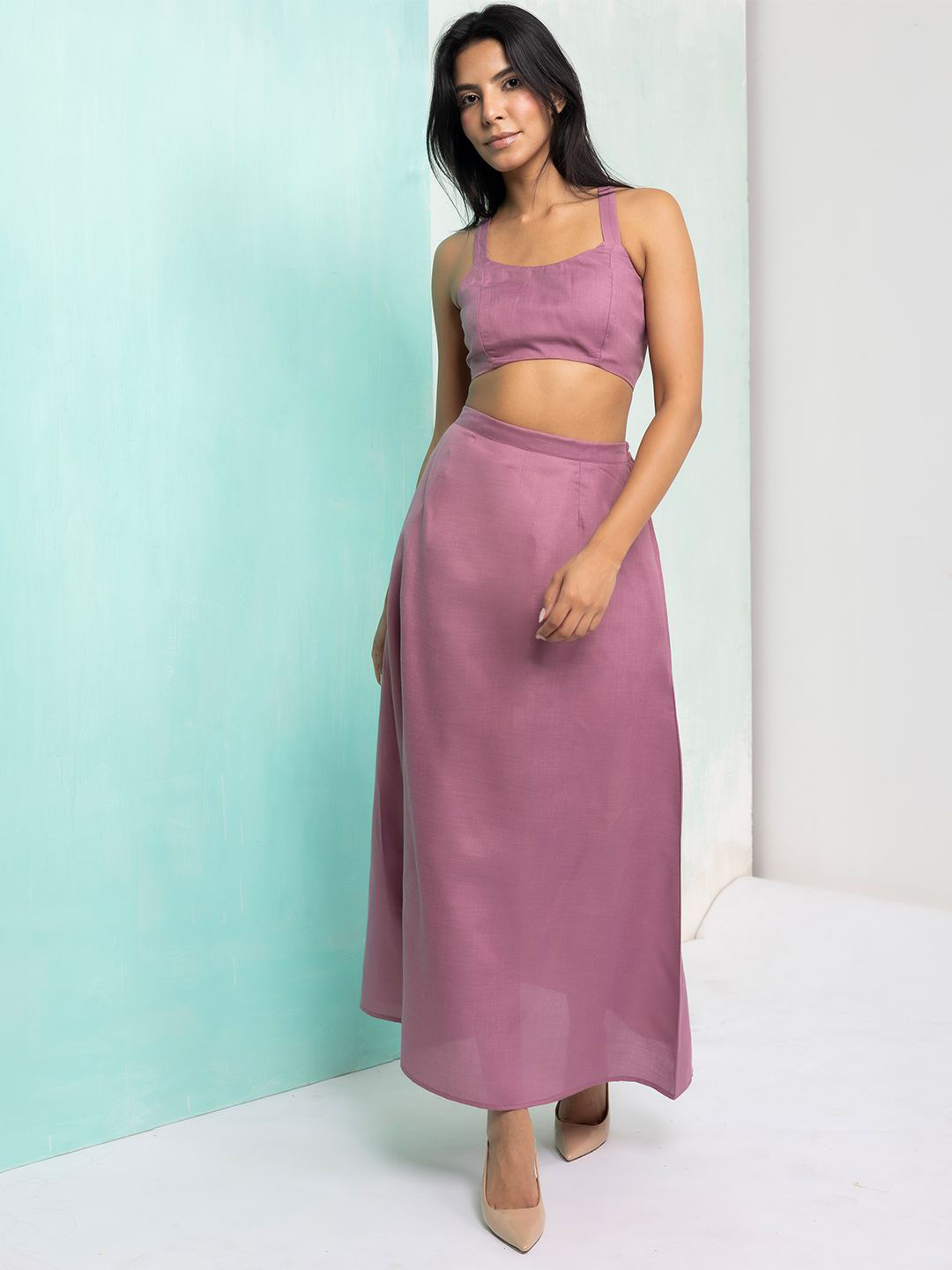 Aoba Women Pink Co-ord Skirt Co-ord