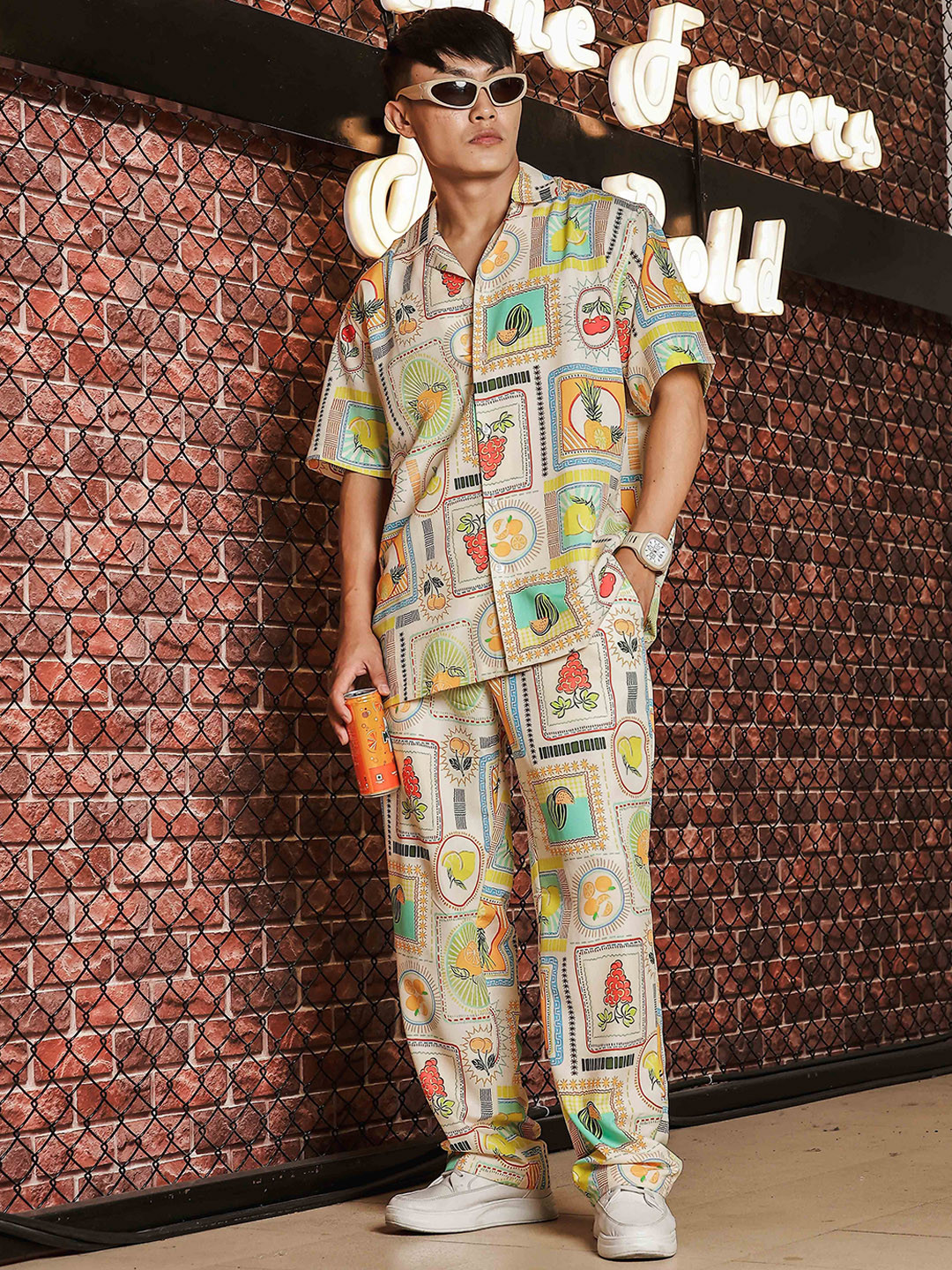 House of Koala Printed Shirt Collar Neck Shirt With Trousers Co-Ords
