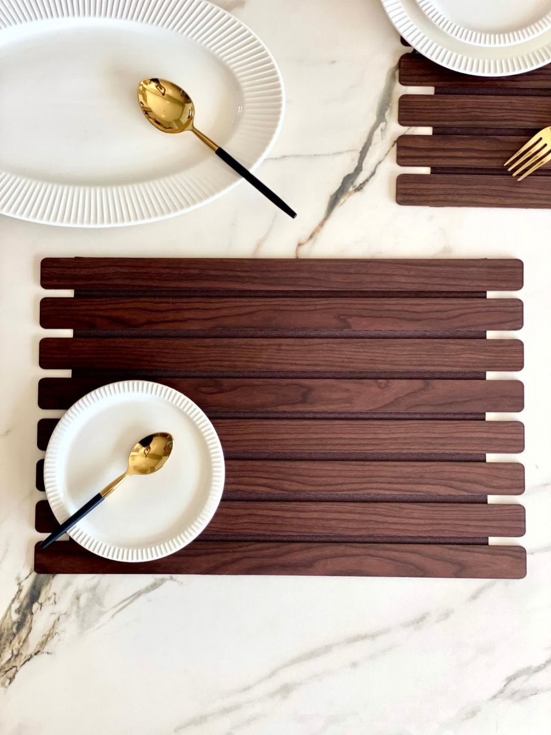 Mason Home 2-Pcs Elm Brown Wooden Foldable Table Placemats