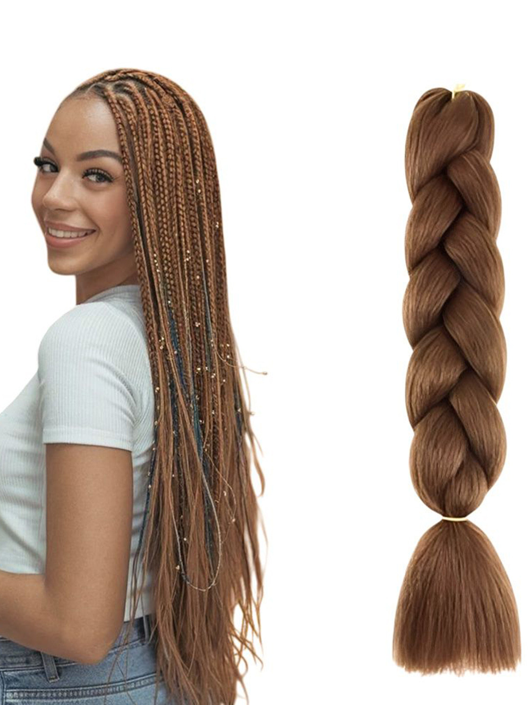 VIEWS Wavy Tape-In Twists  Jumbo Braiding Hair Extension - Light Brown - 24 Inch