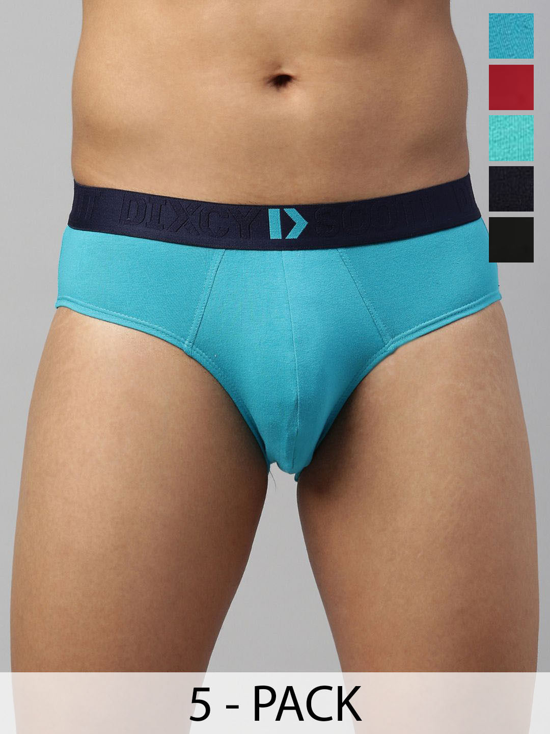 DIXCY SCOTT MAX Pack Of 5 Mid-Rise Stretchable Basic Briefs MAXB04 HUSTLE-BRF-1/5
