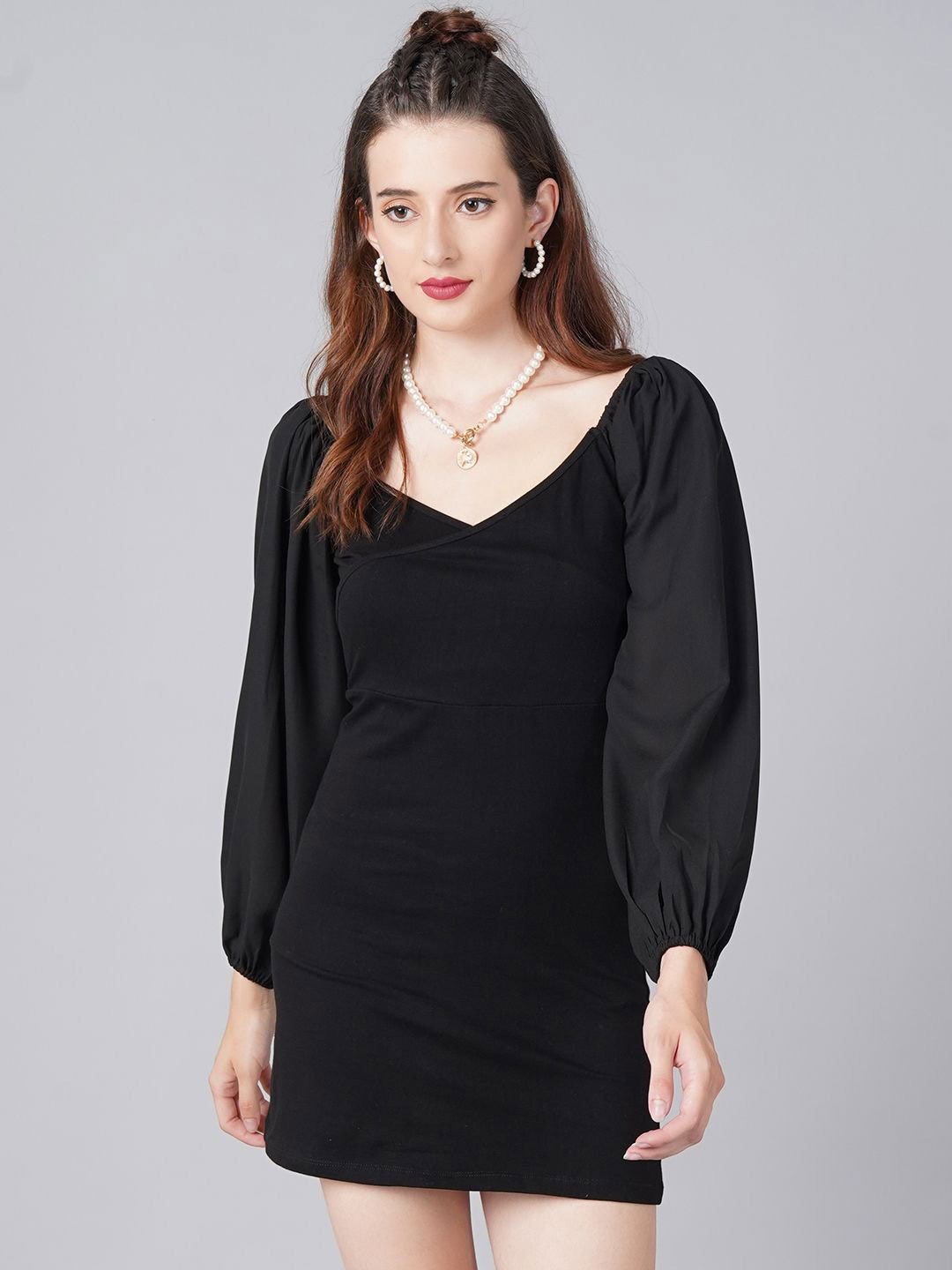 MINOS Puff Sleeve Bodycon Mini Dress