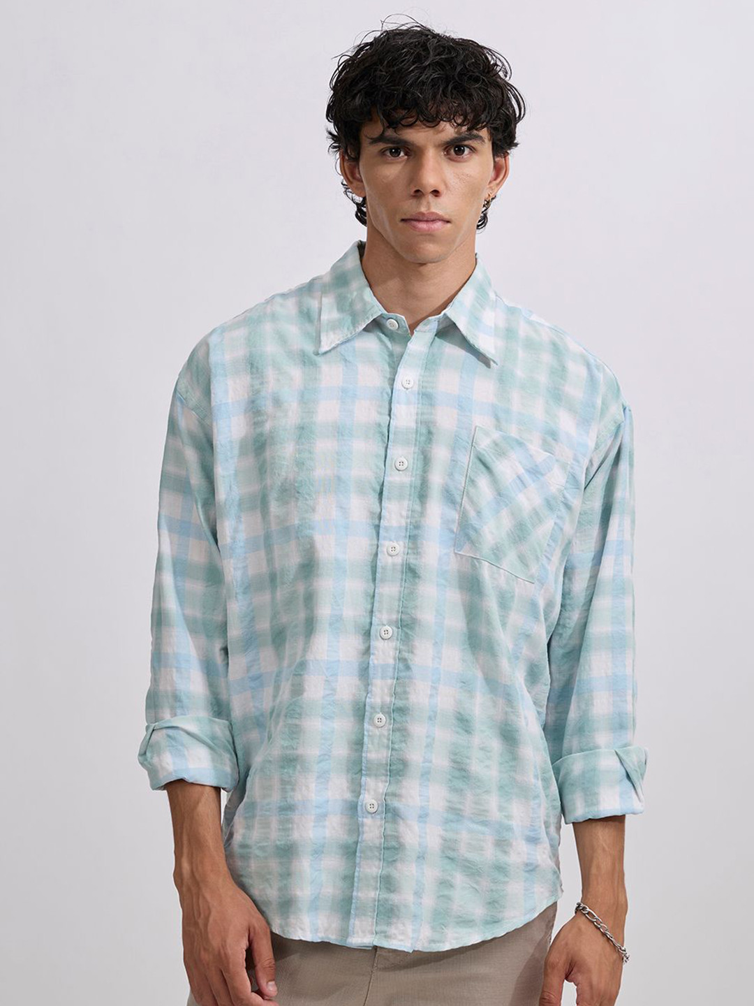 Espanshe Pulse Tee Gingham Checked Long Sleeves Shirt