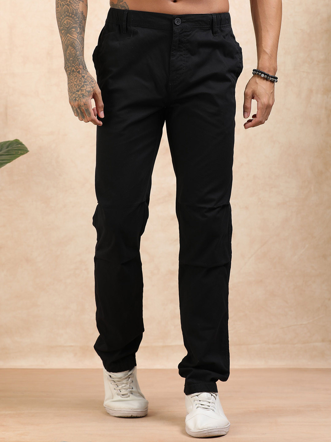 RIGS AND RAGS Men Regular Fit Relaxed Straight Leg Easy Wash Regular Trousers