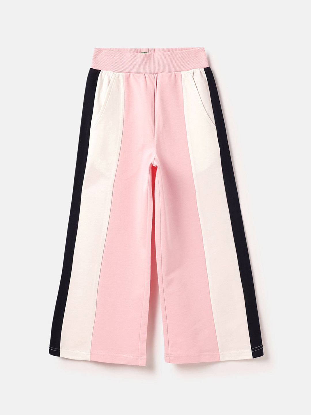 United Colors of Benetton Girls Colorblocked Pure Cotton Wide Leg Trouser