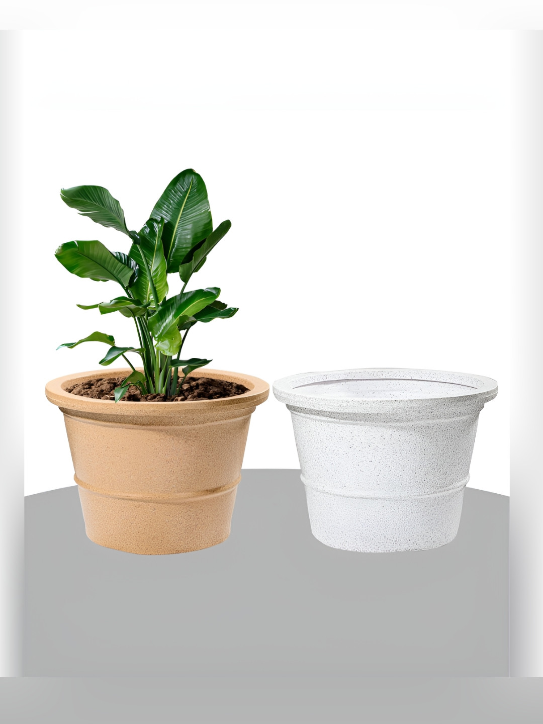 RUBOXA Set of 2 Brown Roto Mould German Polymer 22-Inch Extra Large Big Size Planter