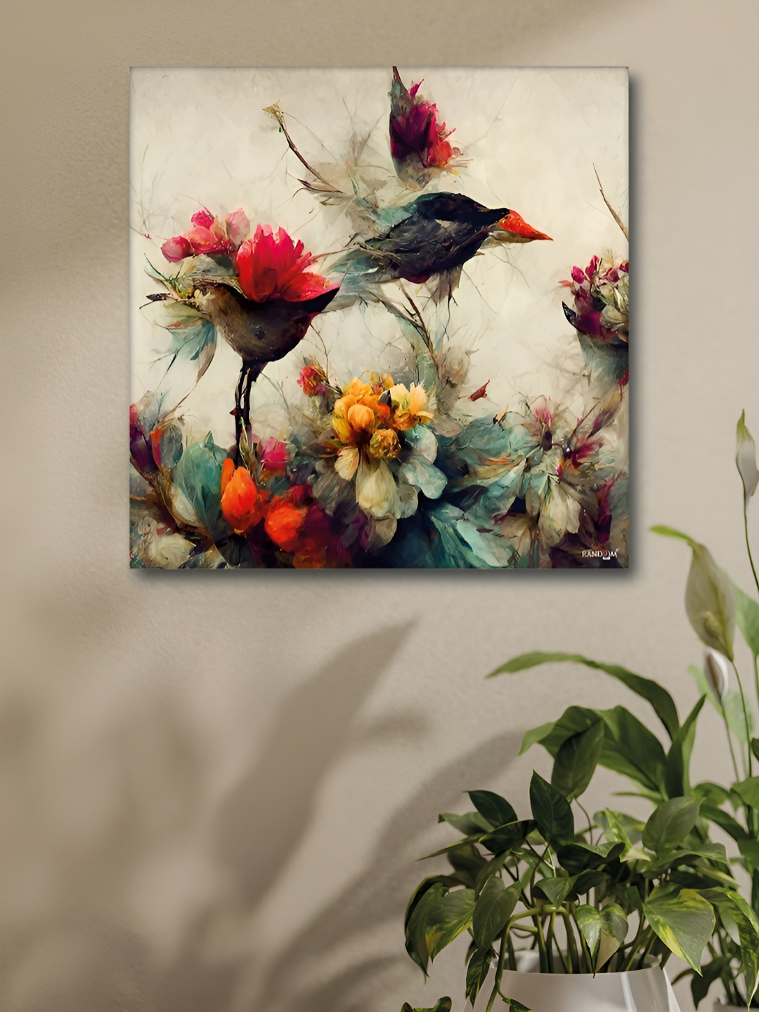 RANDOM White & Red Floral And Botanical Canvas Wall Art