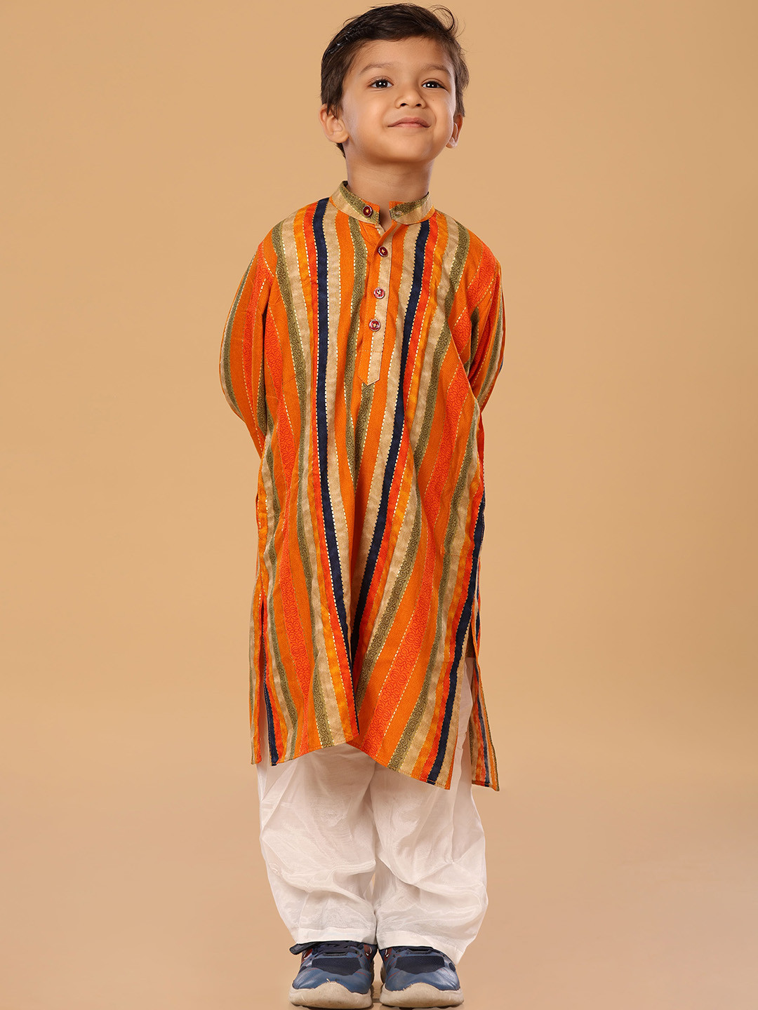 The Mini Trunk Multi-Colourful Straigth Line Foil Kurta Set