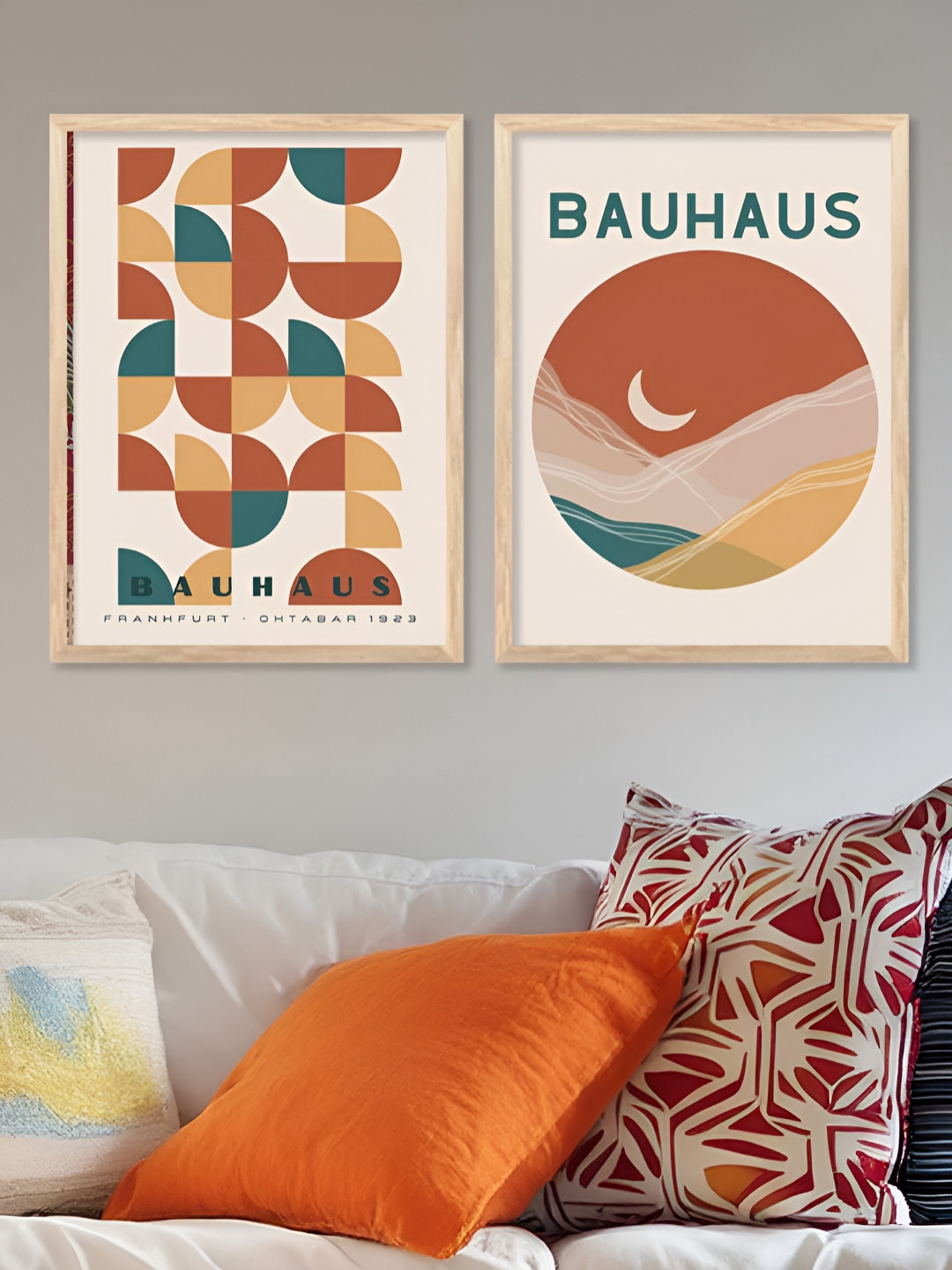 Kotart Brown & Off White 2 Pieces Printed Wooden Wall Arts