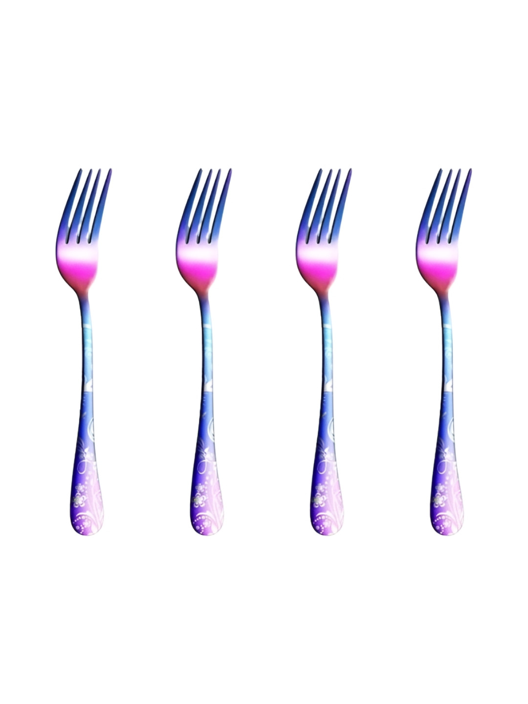Myntra Elegant Homes Blue 4 Pieces Stainless Steel Dessert Forks