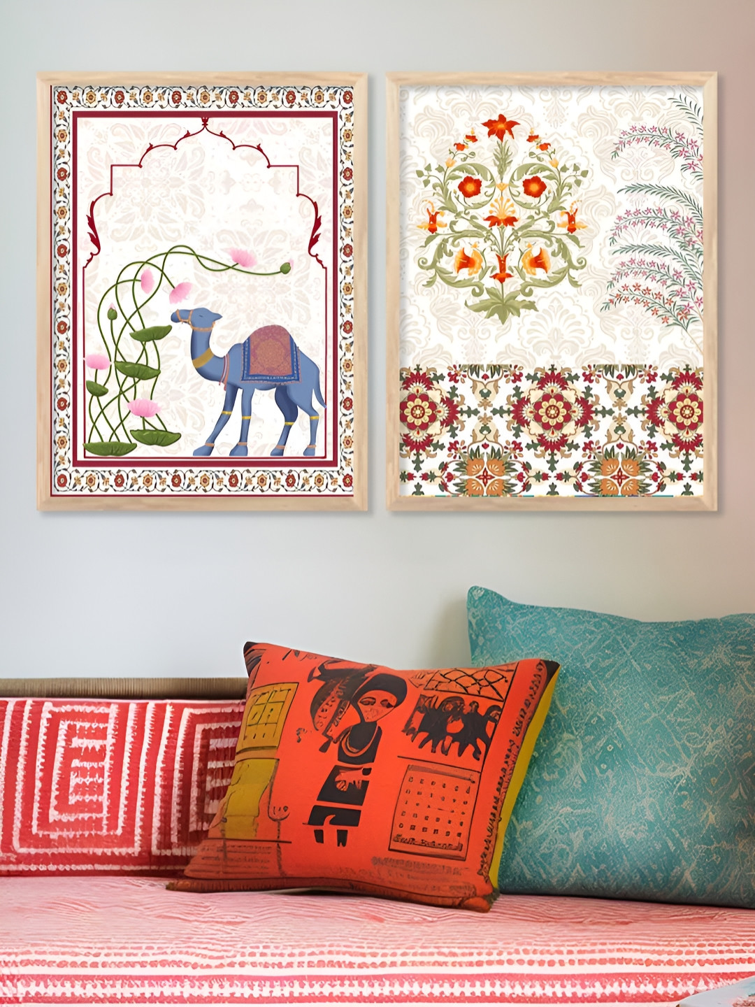 Kotart White & Blue Traditional Floral and Botanical Wooden Wall Arts