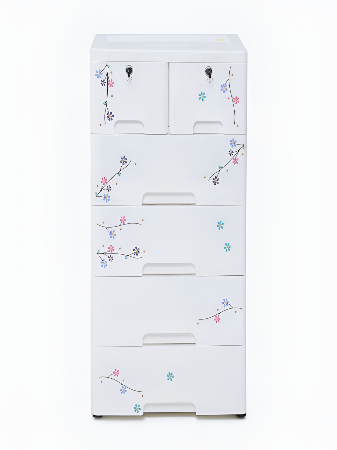 The Tickle Toe Kids White  Printed 6-Drawers
