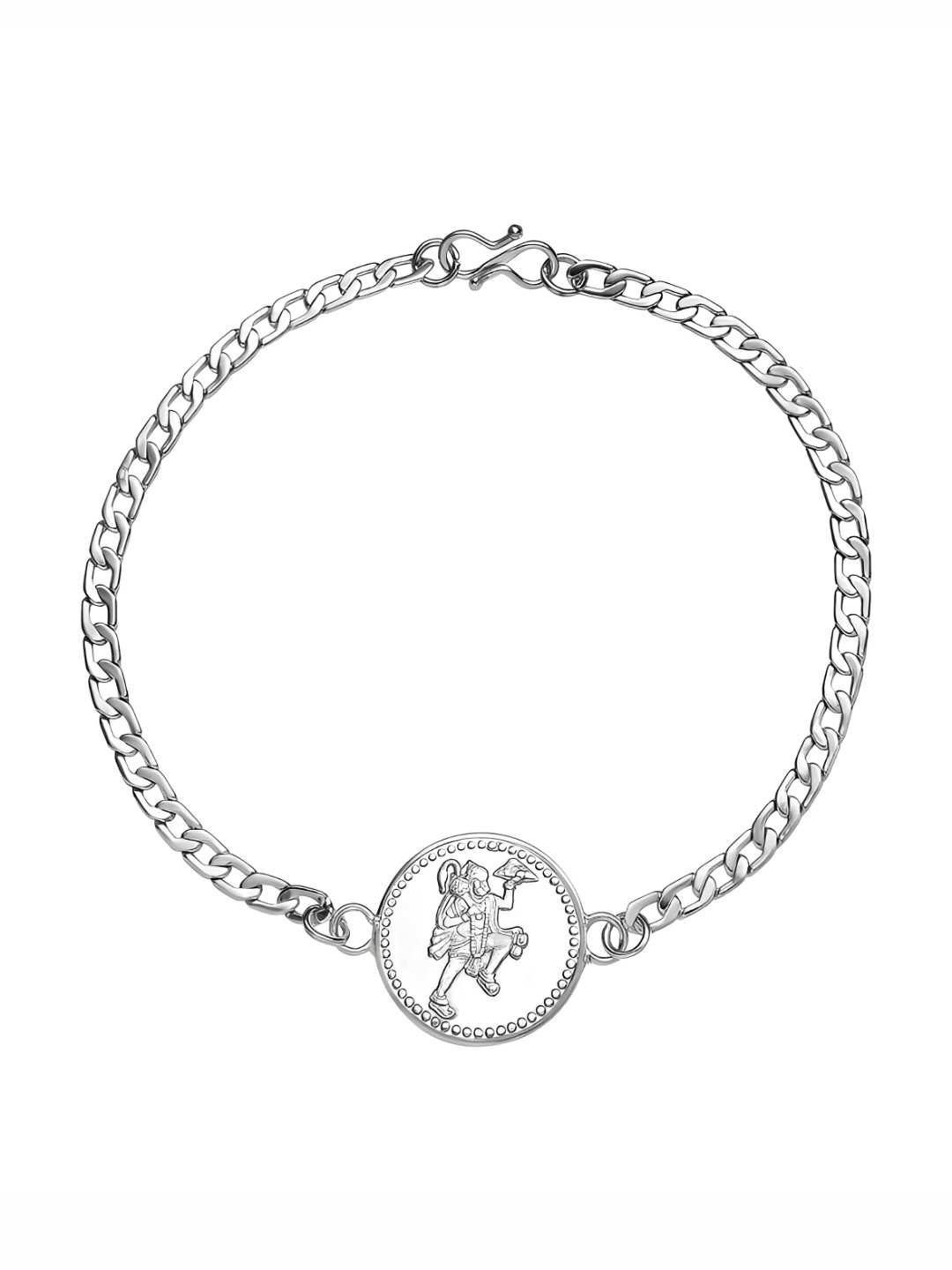 Pray Everyday Silver-Plated Hanuman Ji Link Bracelet