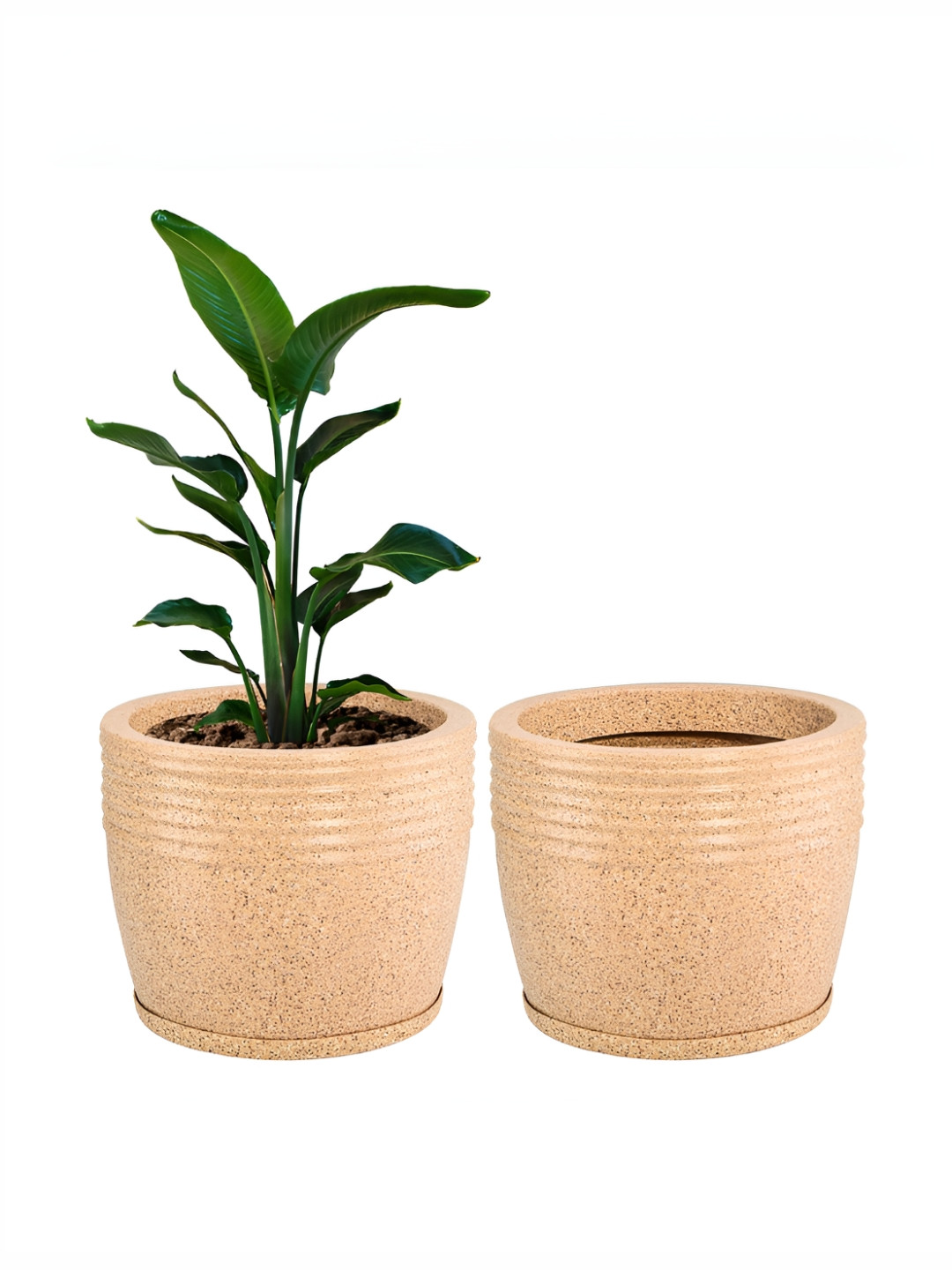RUBOXA 2Pcs Brown UV ProtectedFlower Pot with Bottom Tray