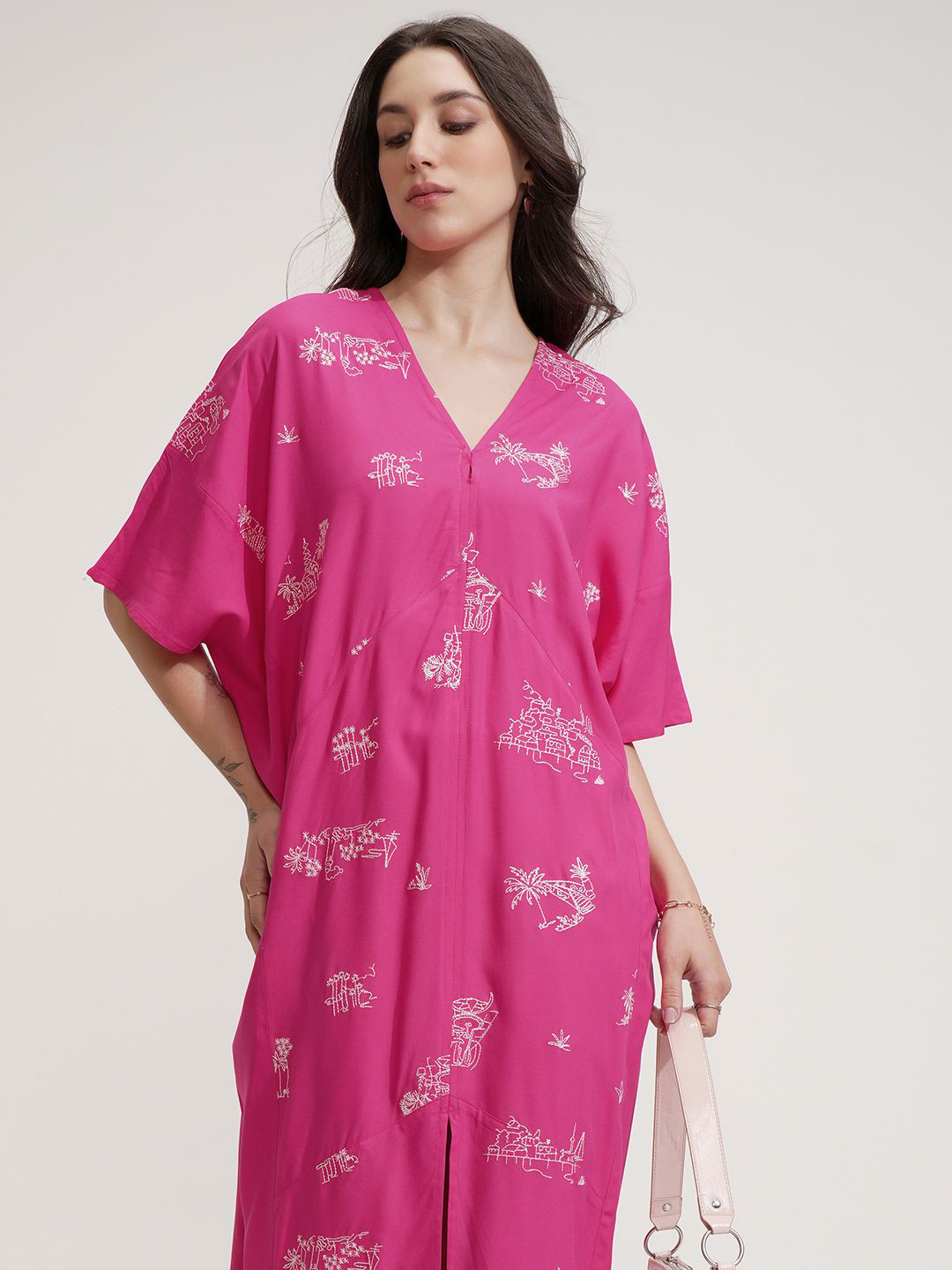 Tokyo Talkies Abstract Printed Fit & Flare Maxi Dress