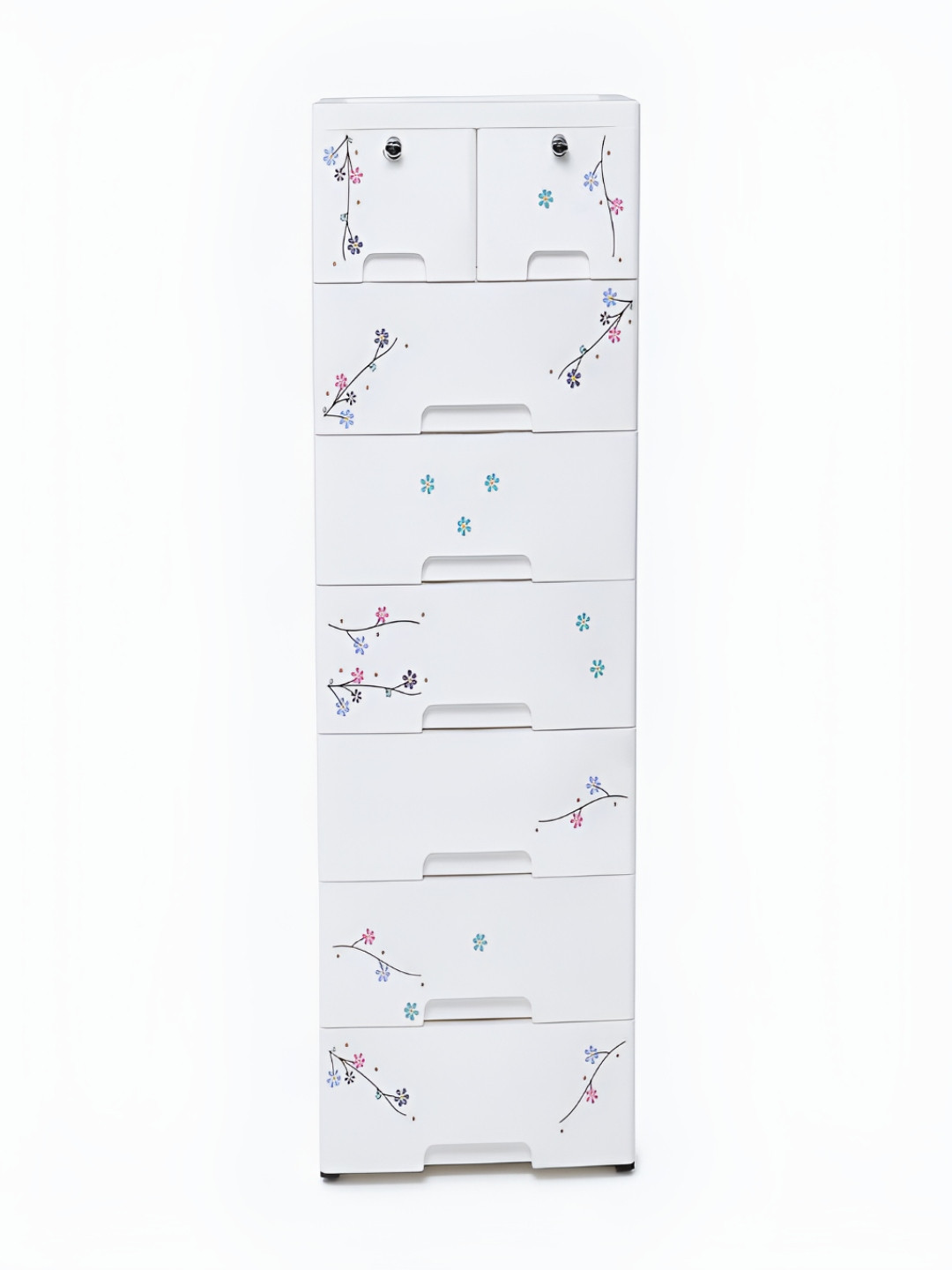 The Tickle Toe Kids White  Printed 8-Drawers