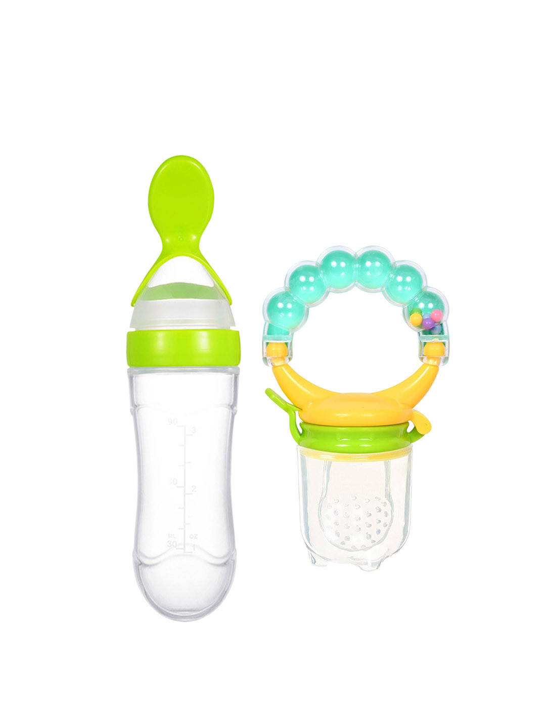 Kritiu 2Pcs Green & Transparent BPA-Free Fruit & Food Nibbler & Feeder
