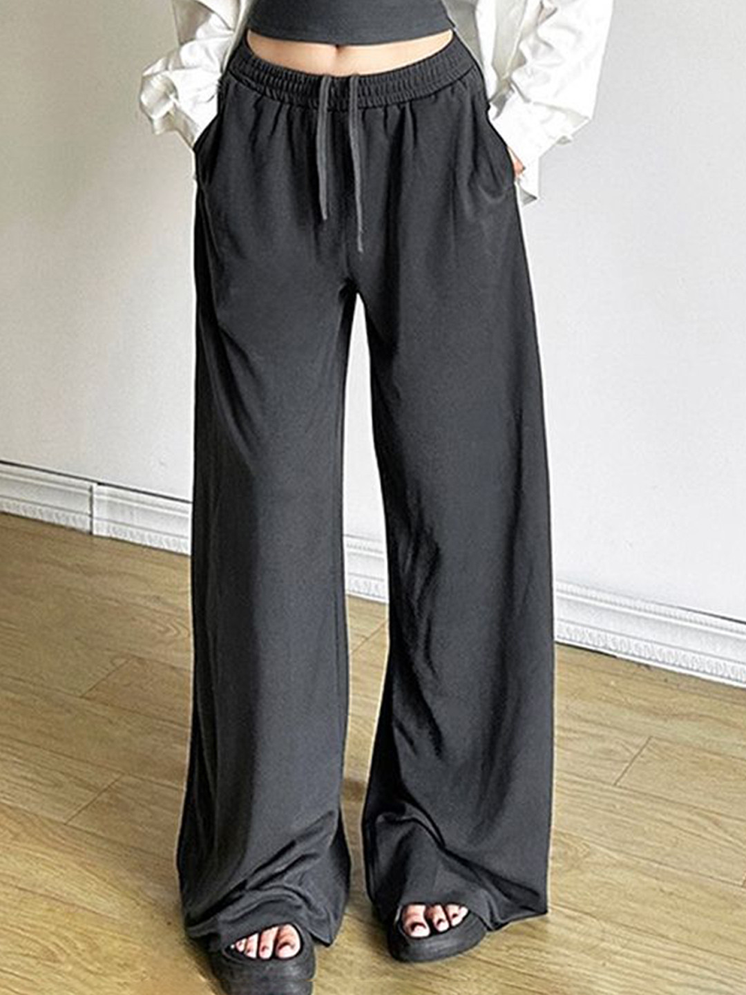 LULU & SKY Women Solid Loose Fit Korean Pants Trousers