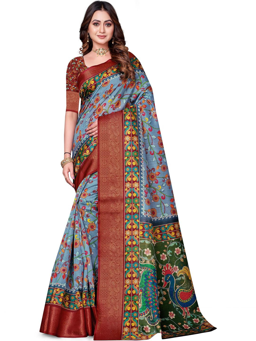 PARVOTSAV Multi Polyester Saree