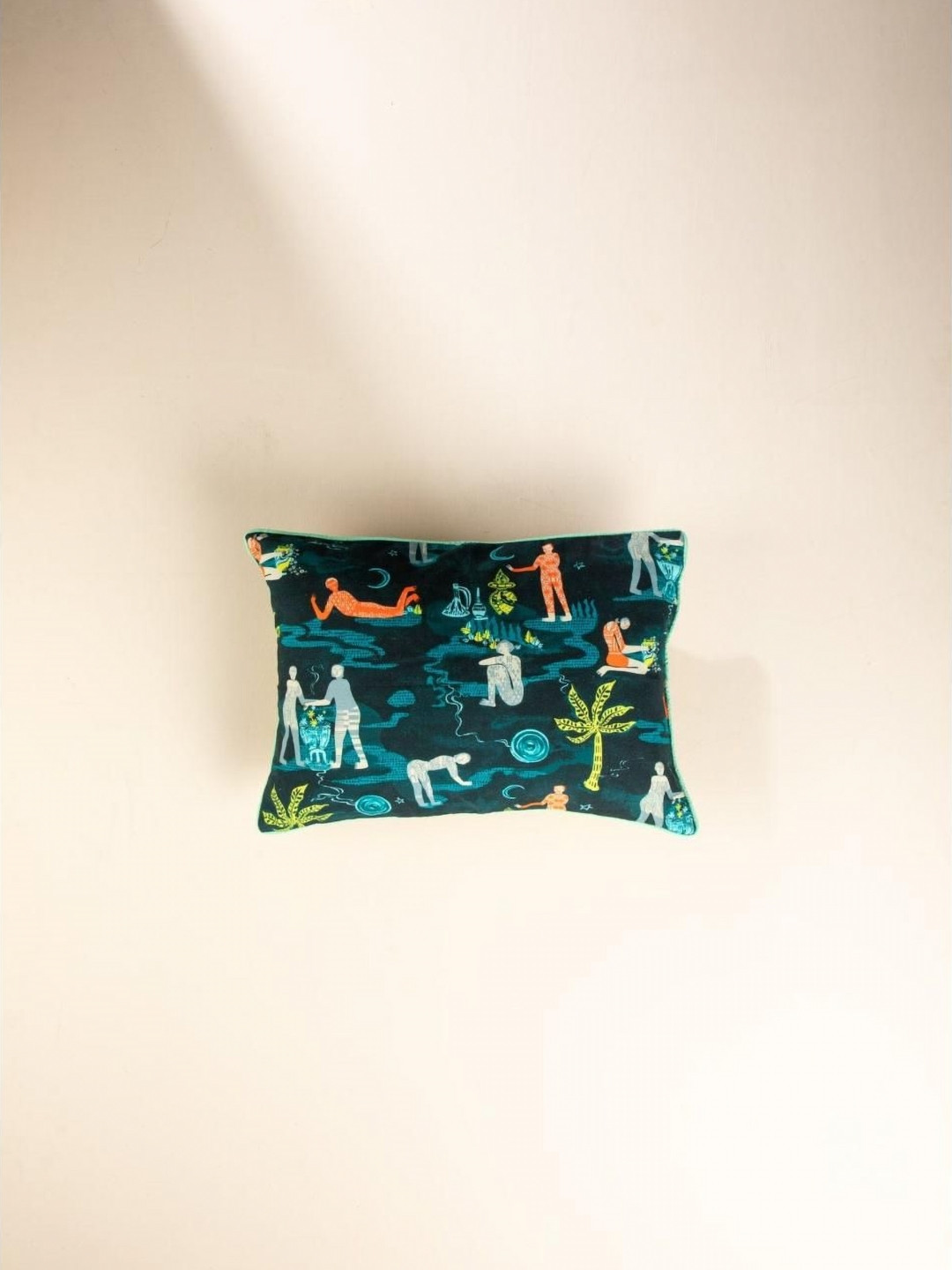 FREEDOM TREE Teal & Yellow Abstract Rectangle Cushion Covers