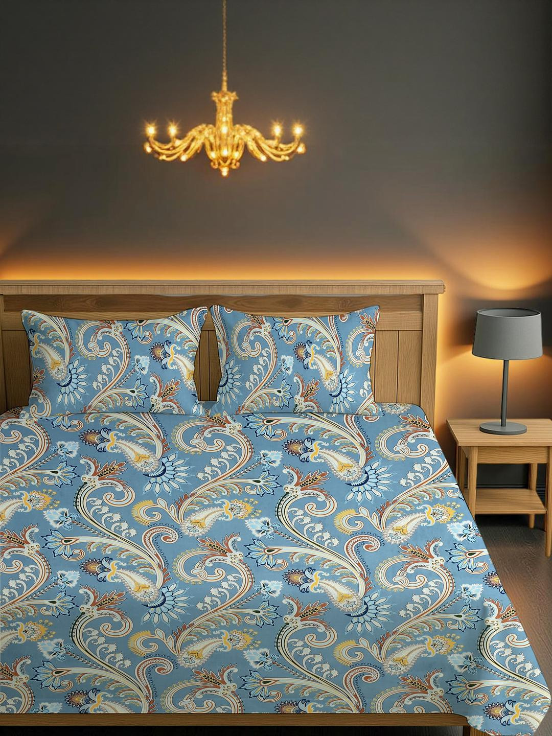 IVAZA Turquoise Blue Queen Bedsheets