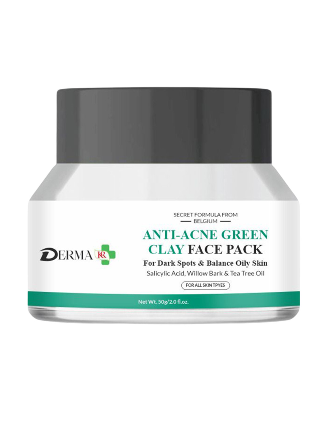 DERMA KR Anti Acne Green Clay Face Pack - 50 g