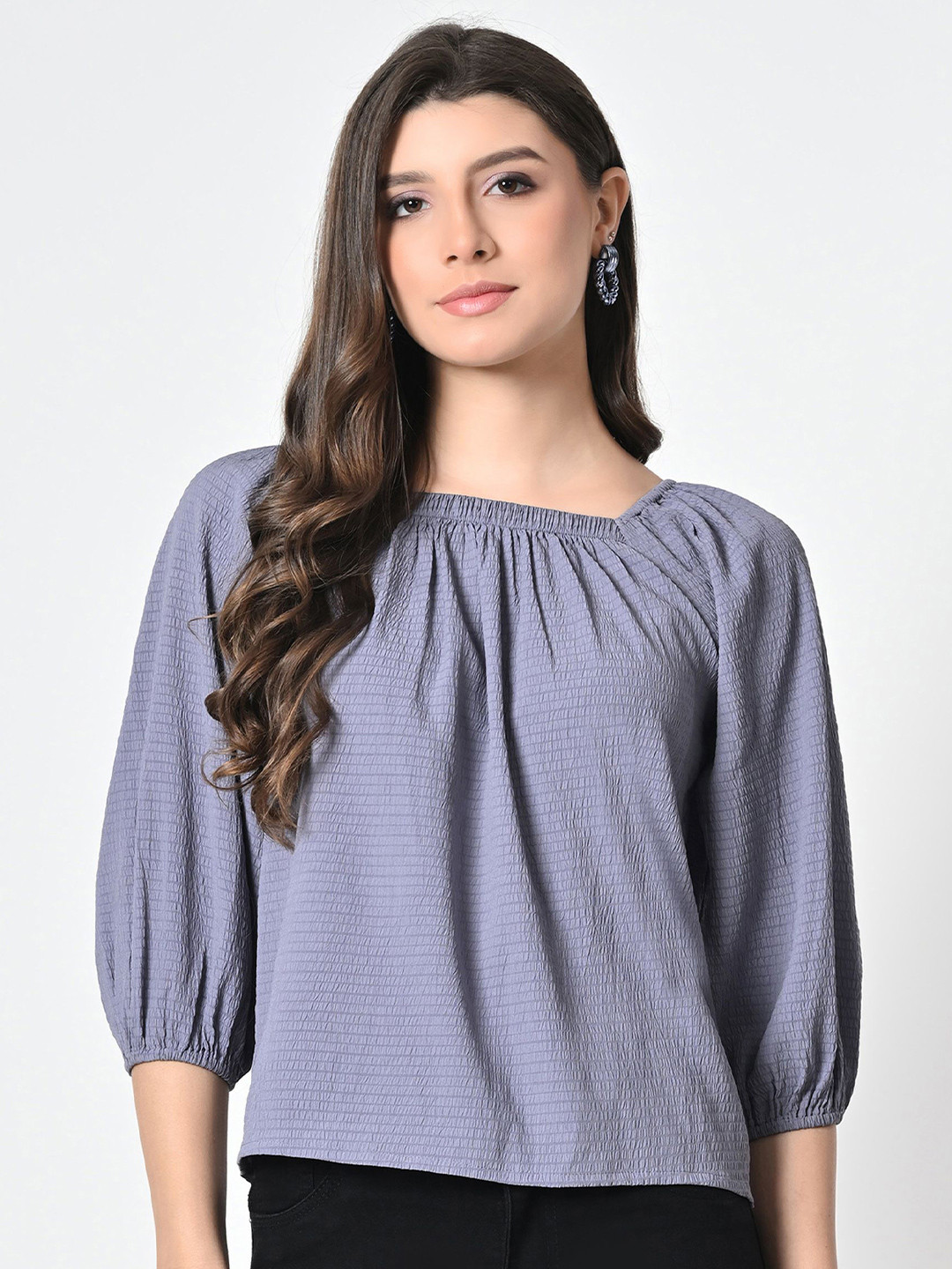 ALL WAYS YOU Women Square Neck Puff Sleeve Smocked Top
