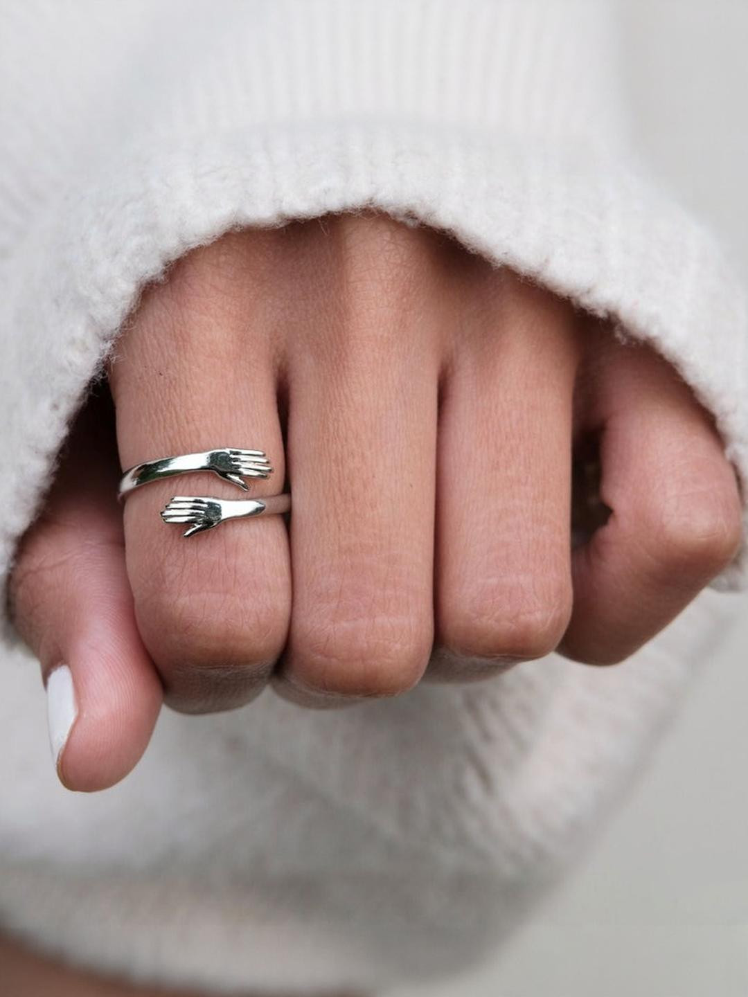 Lovemi Movements Silver-Plated Stainless Steel Finger Ring