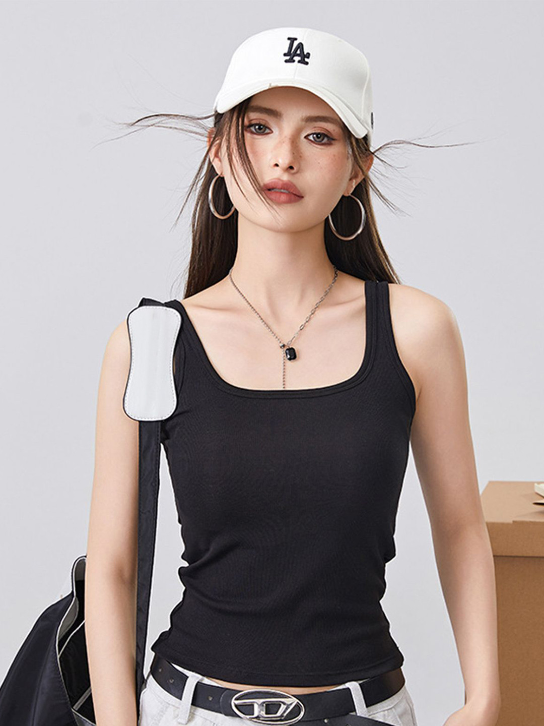 LULU & SKY Black Scoop Neck Tank Top