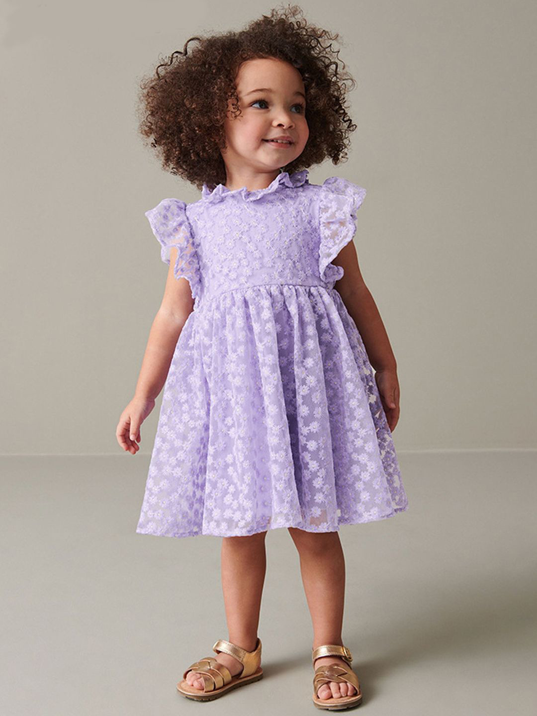 Xsole Girls Self Design Applique Stylish Fit & Flare Dress