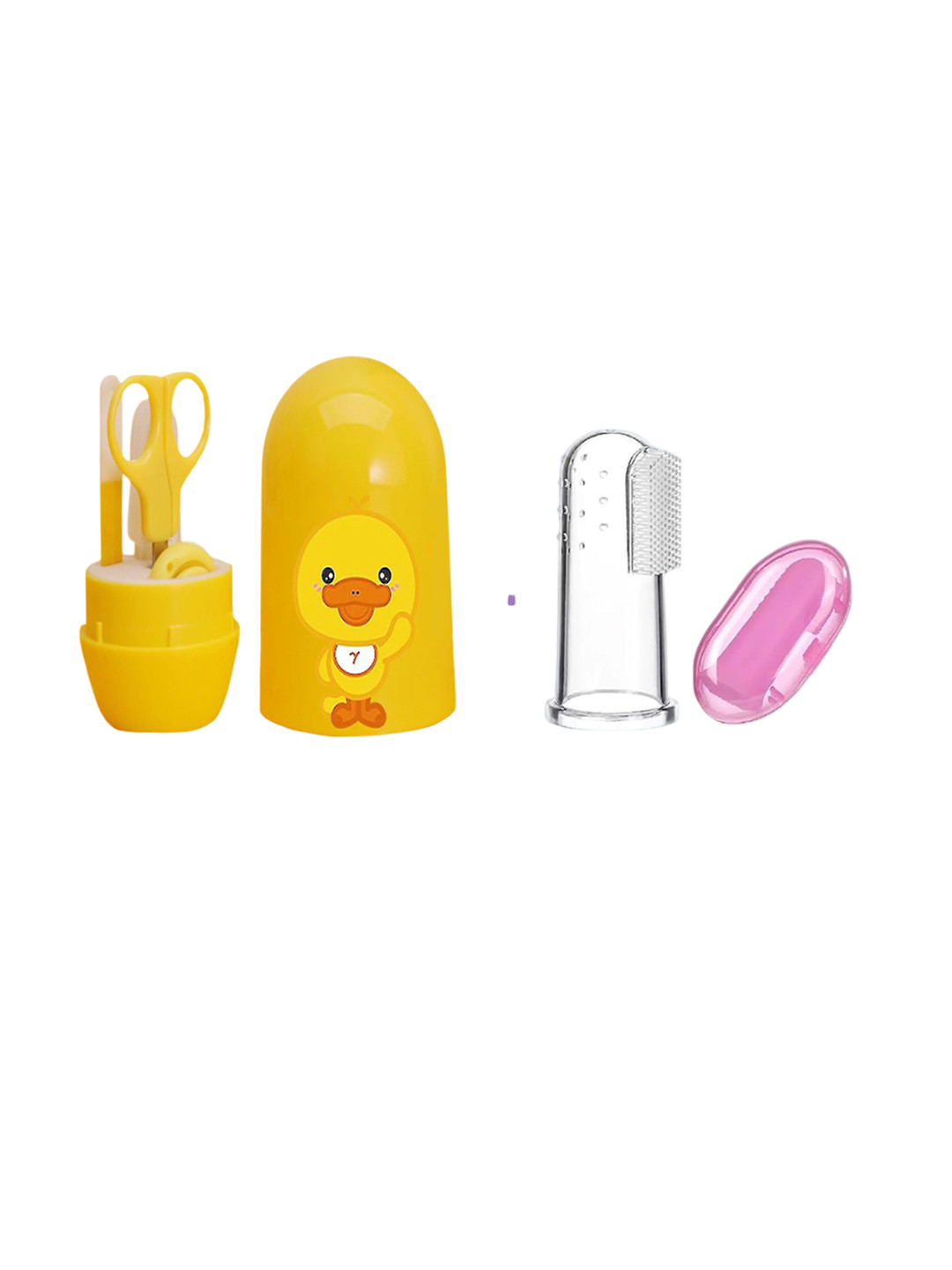 Joy Buzz Kids Set Of 2 Baby 4 In 1Nail Kit With Finger Brush - Yellow