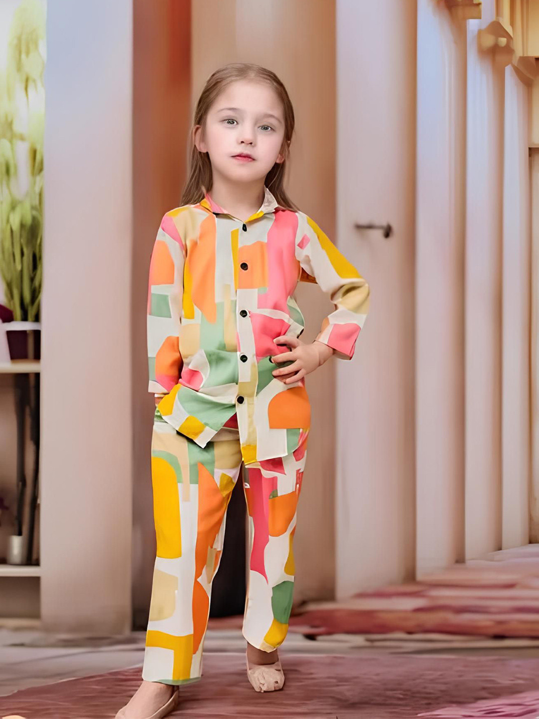 DHRUV CREATION Girls Printed Shirt with Trousers