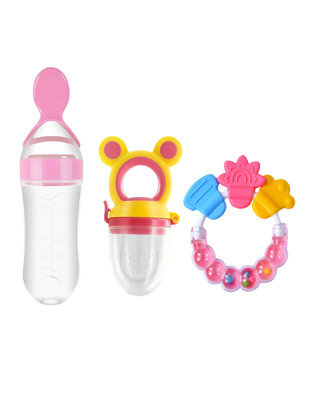 Joy Buzz Set Of 3 Baby Food Feeder Nibbler & Rattle Teether