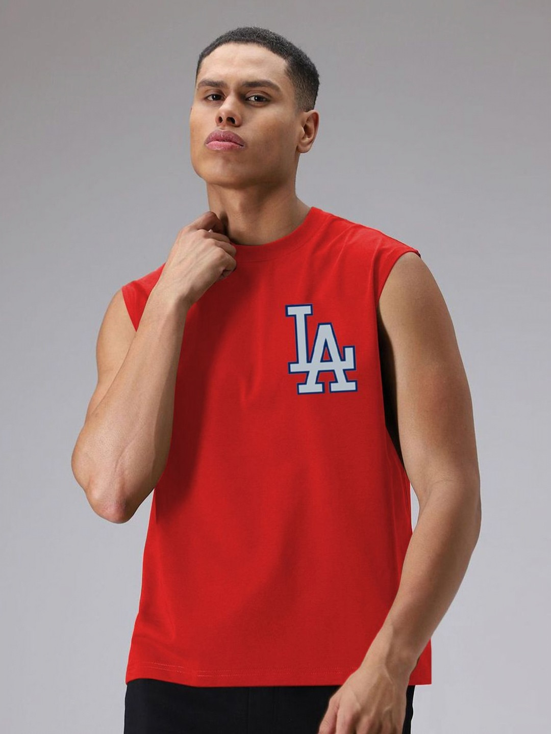 Moda Rapido Typography Printed Round Neck No Sleeves T-shirt