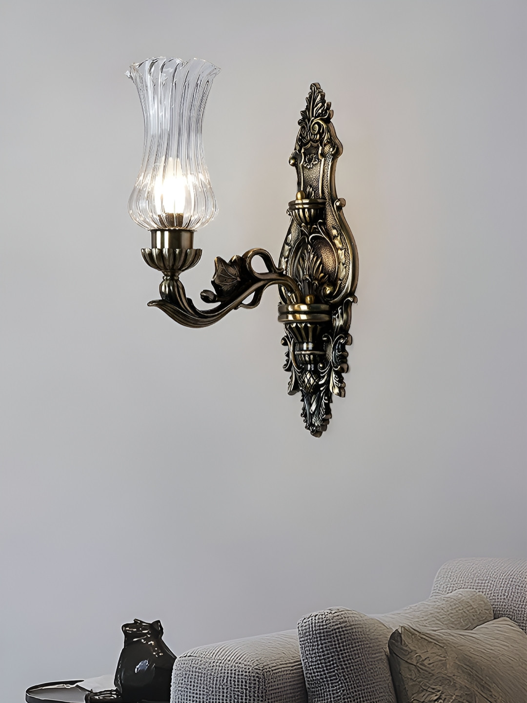 Fos Lighting Gold-Toned & Transparent Abstract Shaped Antique Wall Lamp