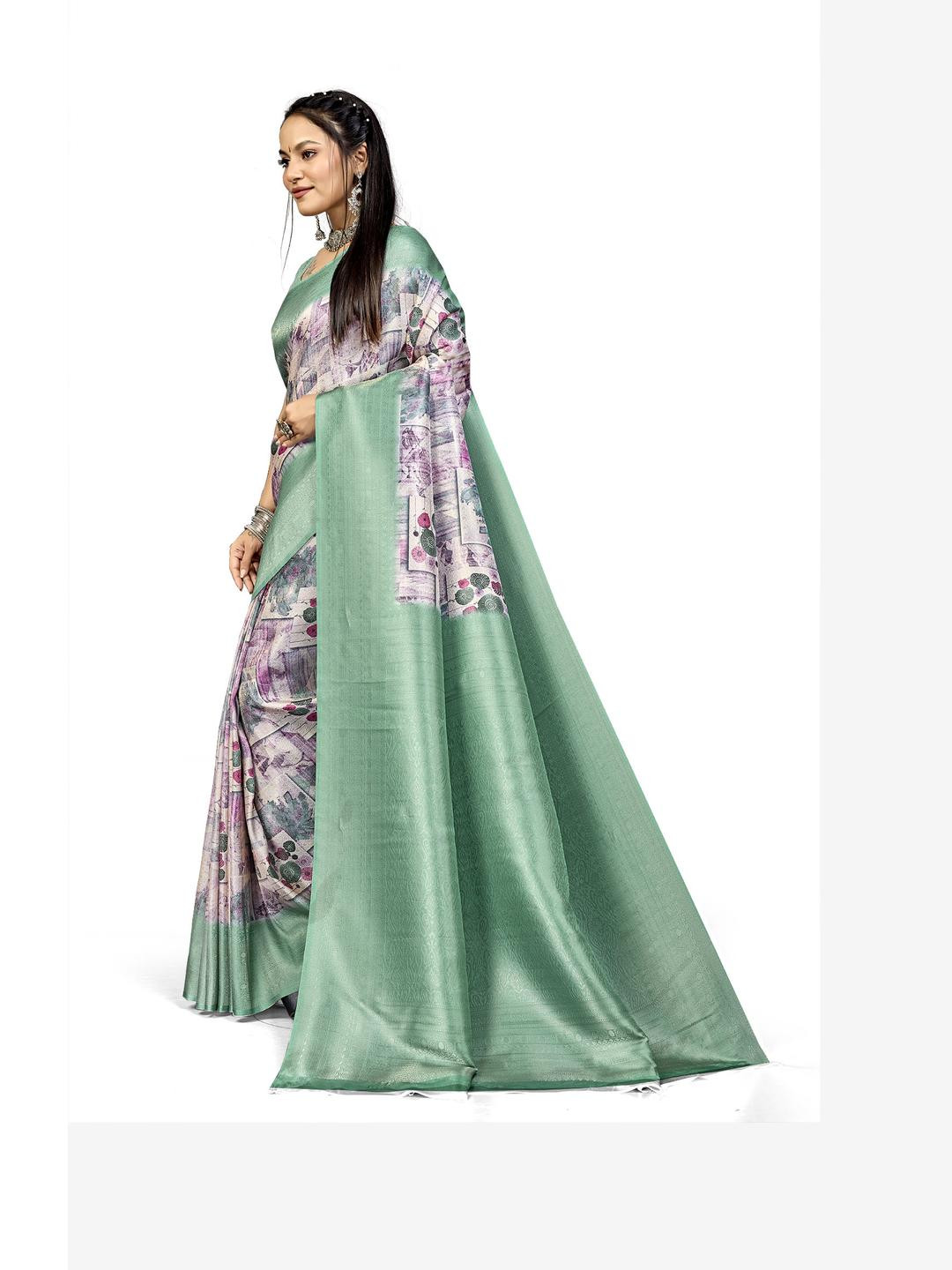 PARVOTSAV Turquoise Blue Art Silk Saree