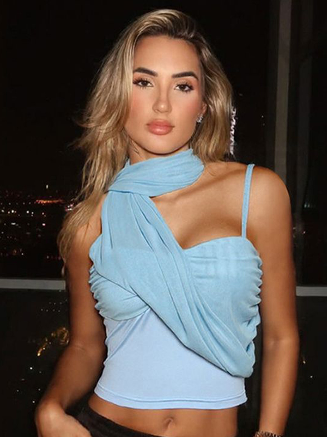 LULU & SKY Scarf Neck Cami Crop Top