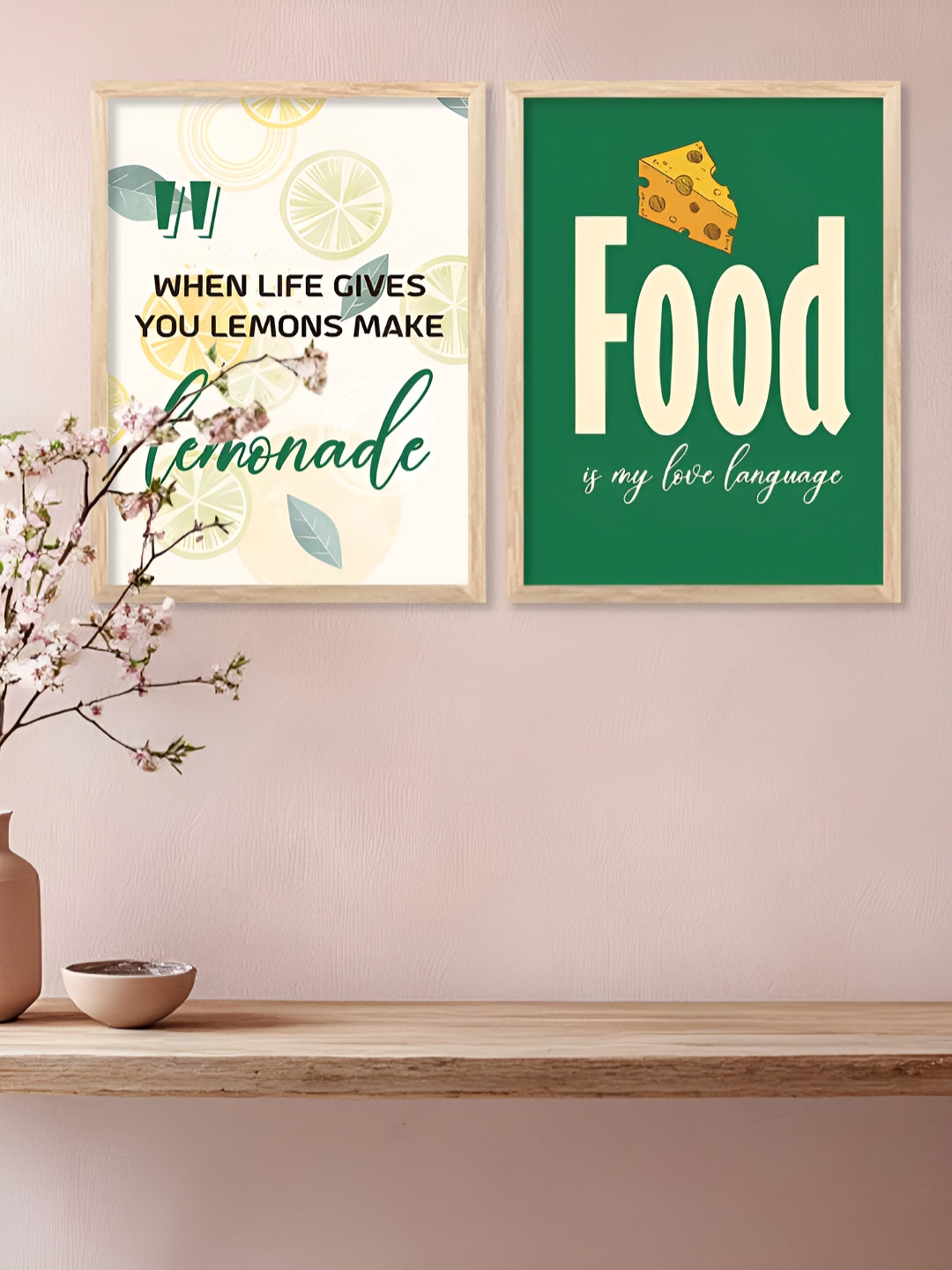 Kotart White & Green 2 Pieces Restaurant Wooden Wall Arts