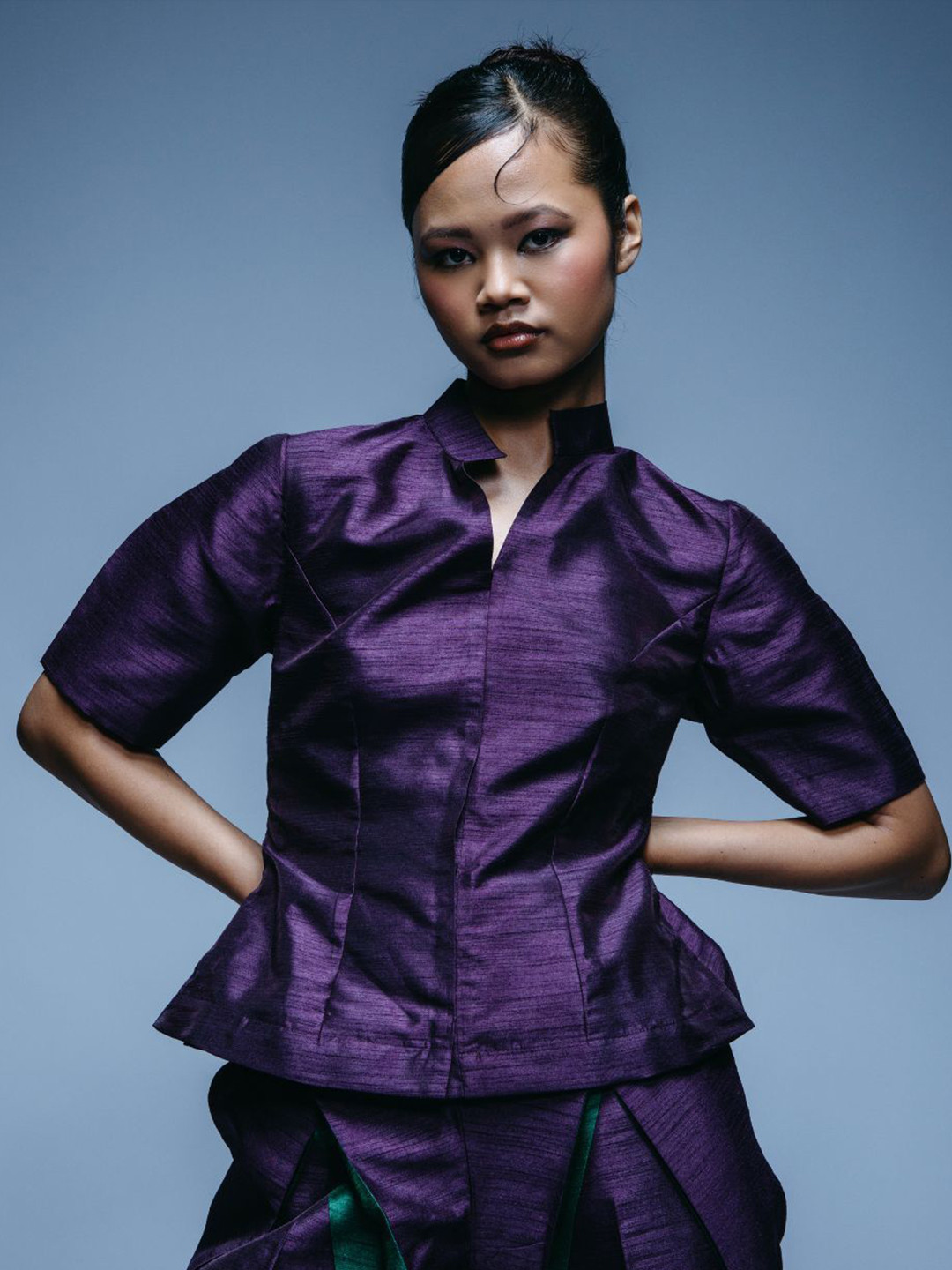 Chhaya Gandhi Design Studio Women Self Design Chinese collar Short top