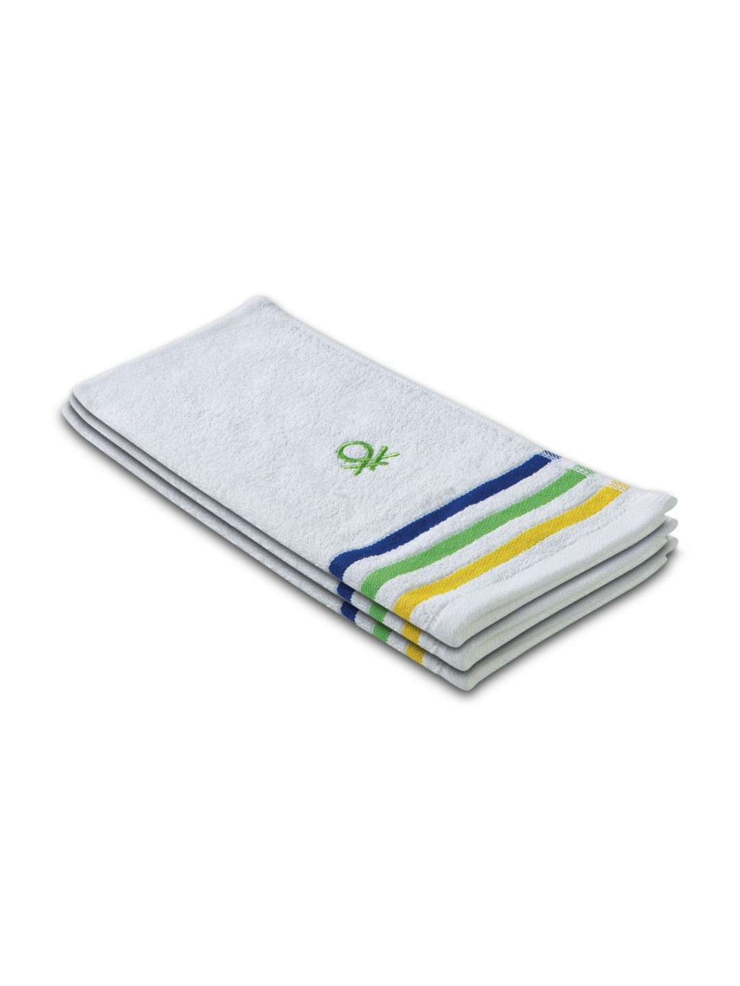United Colors of Benetton 3-Pc White Striped  450GSM Face Towel