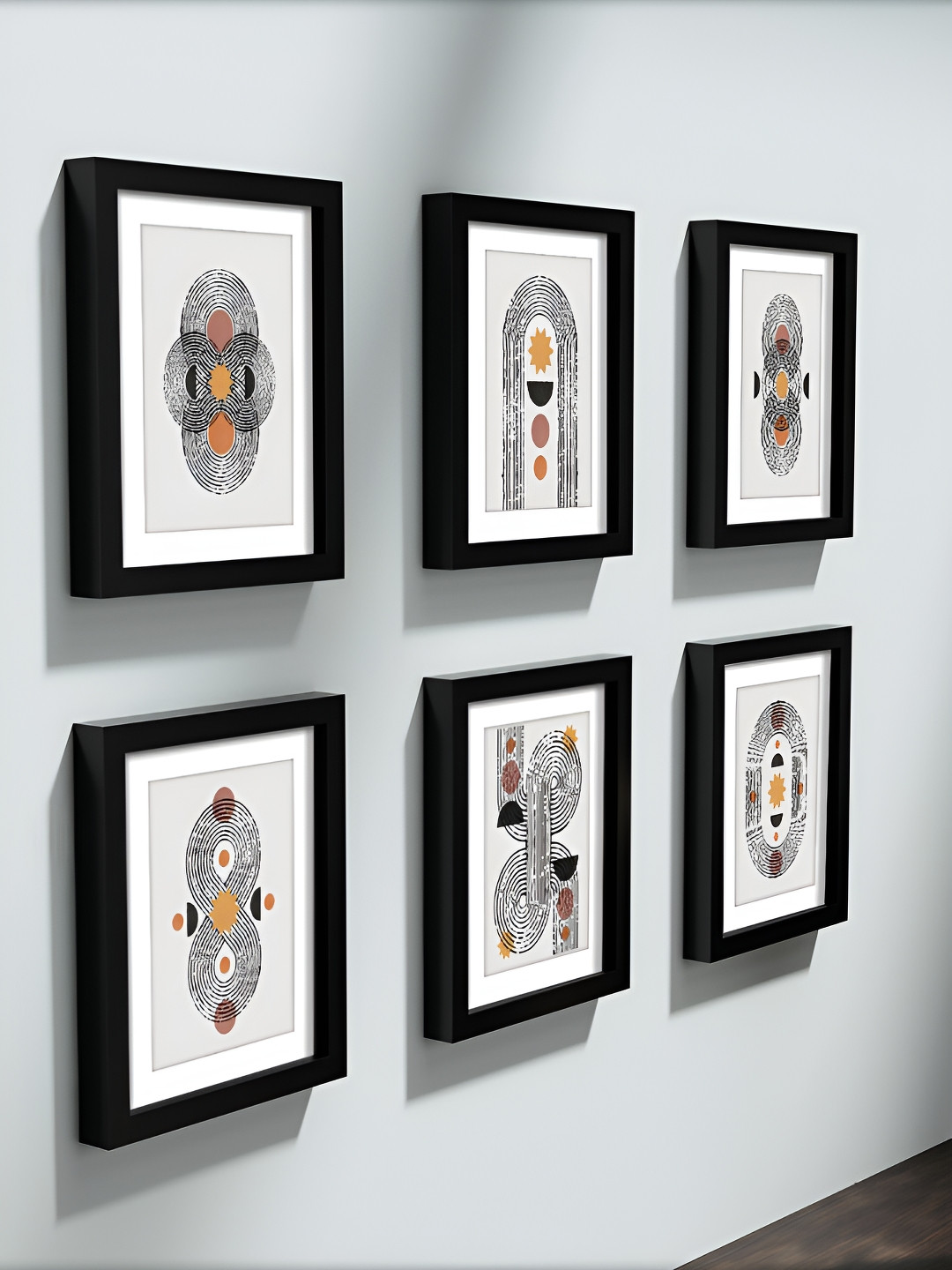 RANDOM Pack Of 6 White & Black 5 To 7 Pieces MDF Wall Photo Frames