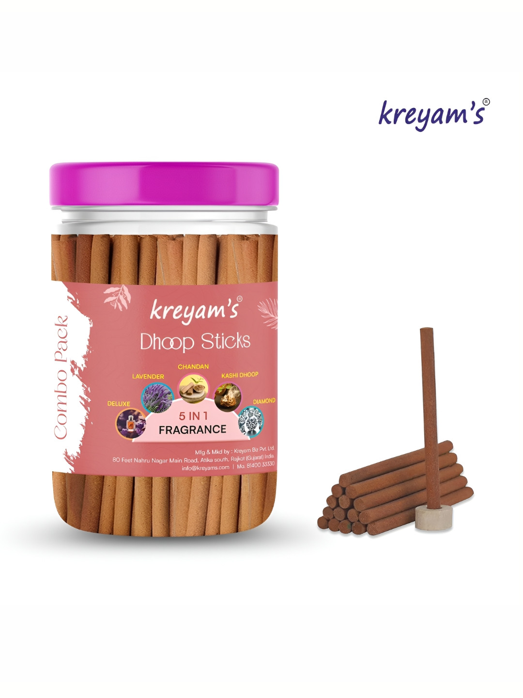 kreyam's Brown 5 In 1 Fragrance Pooja Dhoop Sticks