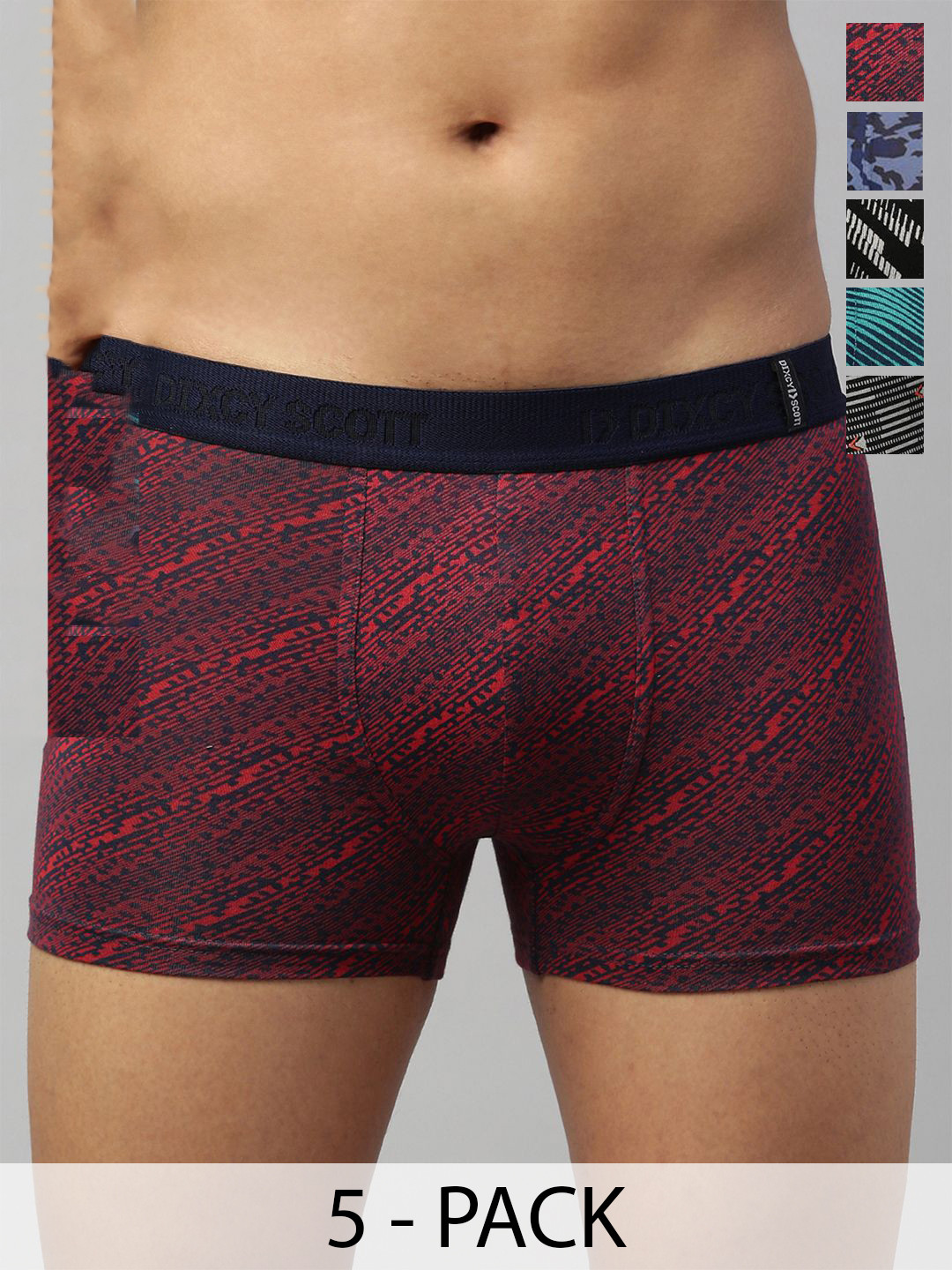 DIXCY SCOTT MAXIMUS Pack Of 5 Assorted Mid Rise Short Trunks MAXT10 ZEST-TRNK-1/5