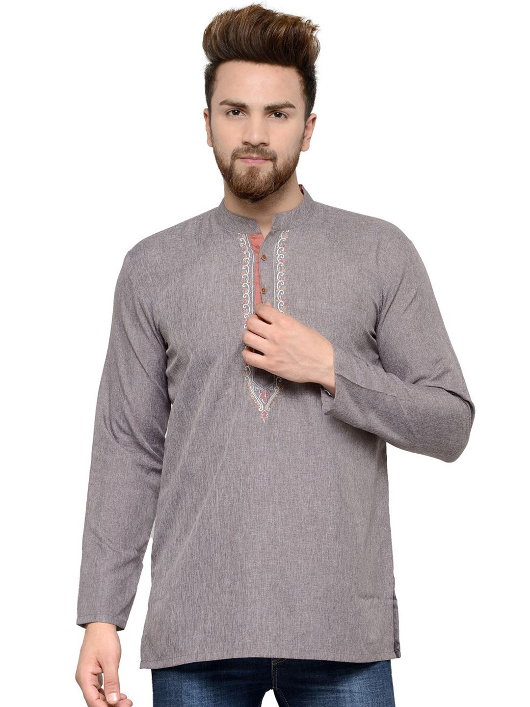 Arch element Men Embroidered Patchwork Cotton Kurta