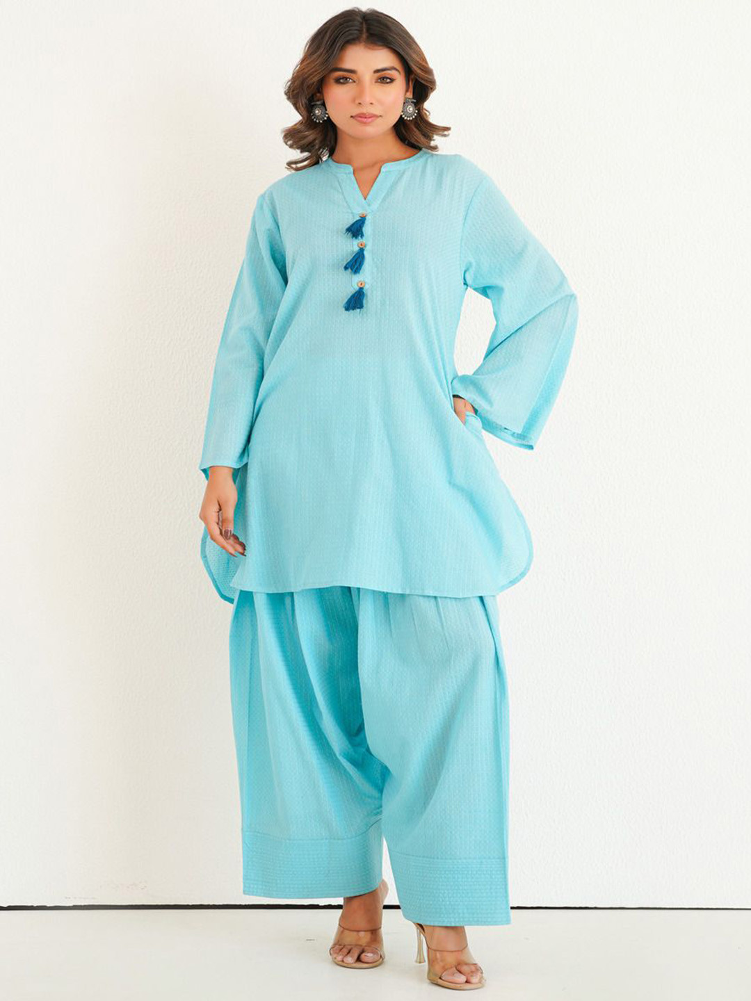 TARA-C-TARA Women Textured Kurti with Palazzo