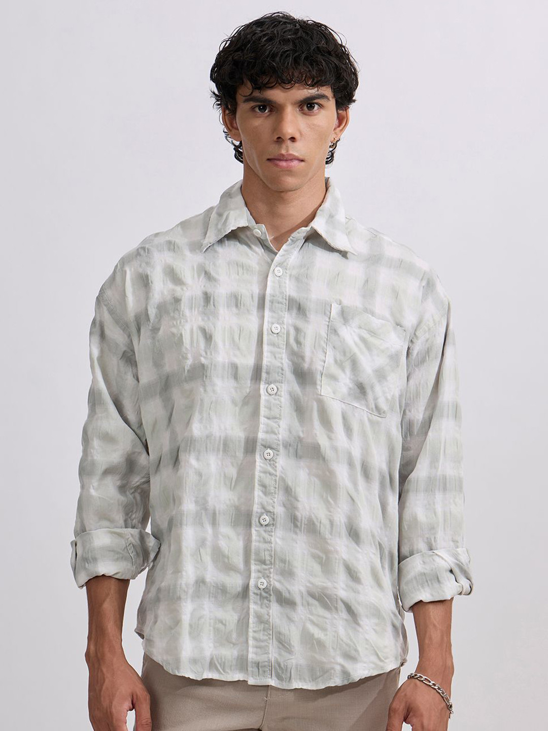 Espanshe Pulse Tee Gingham Checked Long Sleeves Shirt